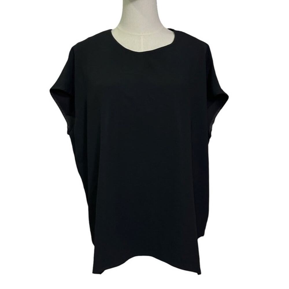 MM. LaFleur Black Cap Sleeve Blouse Work Top Womens Size XL Minimalist Flowy